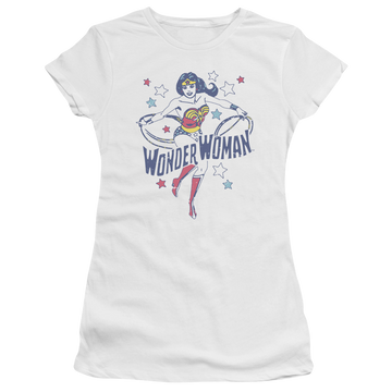 White juniors t-shirt with Wonder Woman DC Comics Wonder Stars graphic