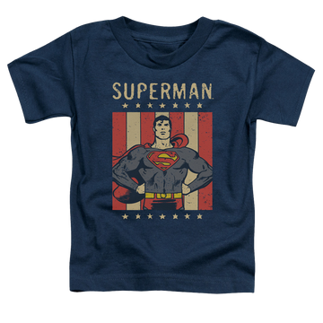 Navy toddler t-shirt with Superman Retro Liberty graphic