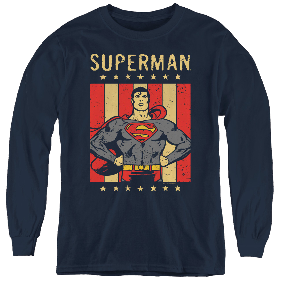 Superman Retro Liberty - Youth Long Sleeve T-Shirt Youth Long Sleeve T-Shirt Superman