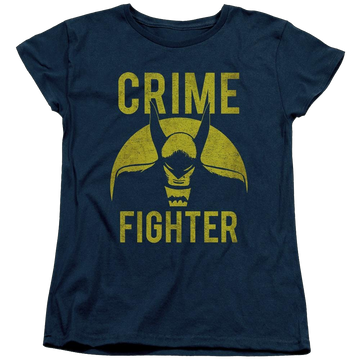 Navy women's t-shirt with Batman DC Comics Fight Crime graphic