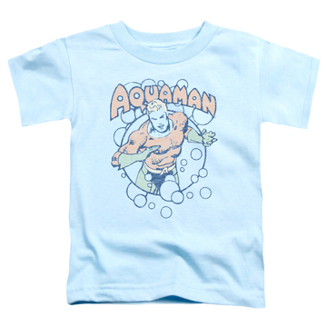 Light blue toddler t-shirt with Aquaman Bubbles graphic