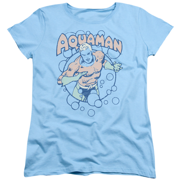 Light blue women's t-shirt with Aquaman Bubbles graphic