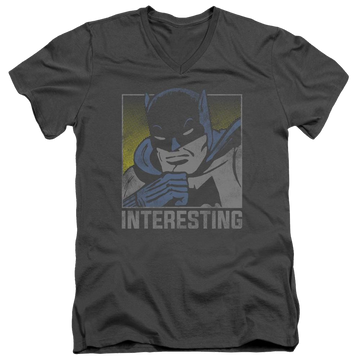 Charcoal men's v-neck t-shirt with DC Comics Interesting graphic