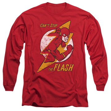 Red men's long sleeve t-shirt with Flash Bolt graphic