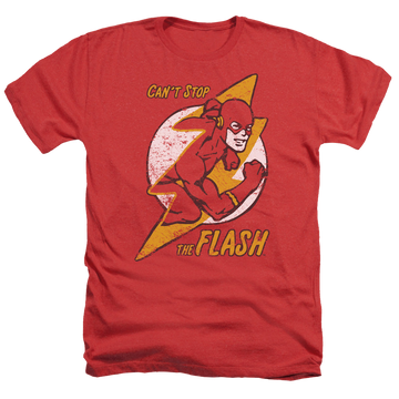 Red men's heather t-shirt with Flash Bolt graphic