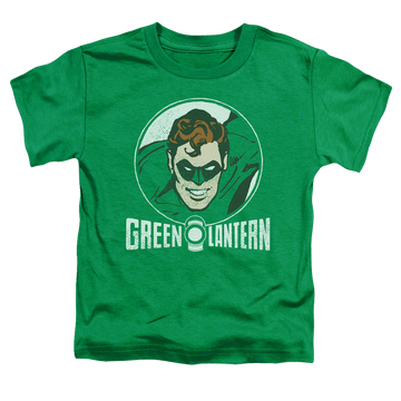 Kelly green kid's t-shirt for ages 4 to 7 with Green Lantern Lantern Circle graphic