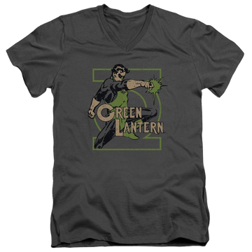 Charcoal men's v-neck t-shirt with Green Lantern DC Comics Ring Power graphic