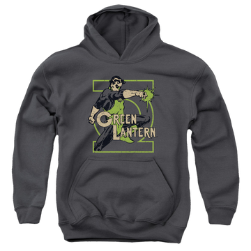 Charcoal youth hoodie for ages 8 to 12 with Green Lantern Ring Power graphic