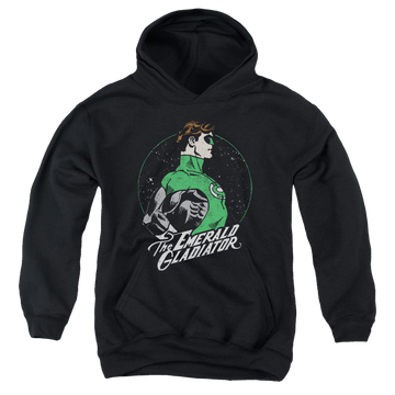 Black youth hoodie for ages 8 to 12 with Green Lantern Star Gazer graphic