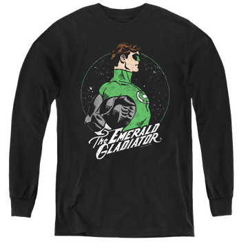 Black youth long sleeve t-shirt with Green Lantern Star Gazer graphic