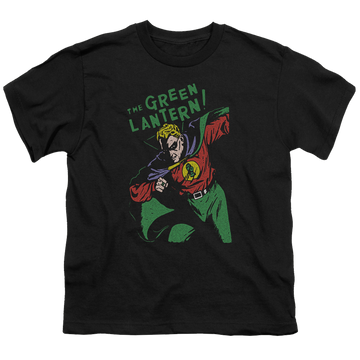 Black youth t-shirt for ages 8 to 12 with Green Lantern First graphic