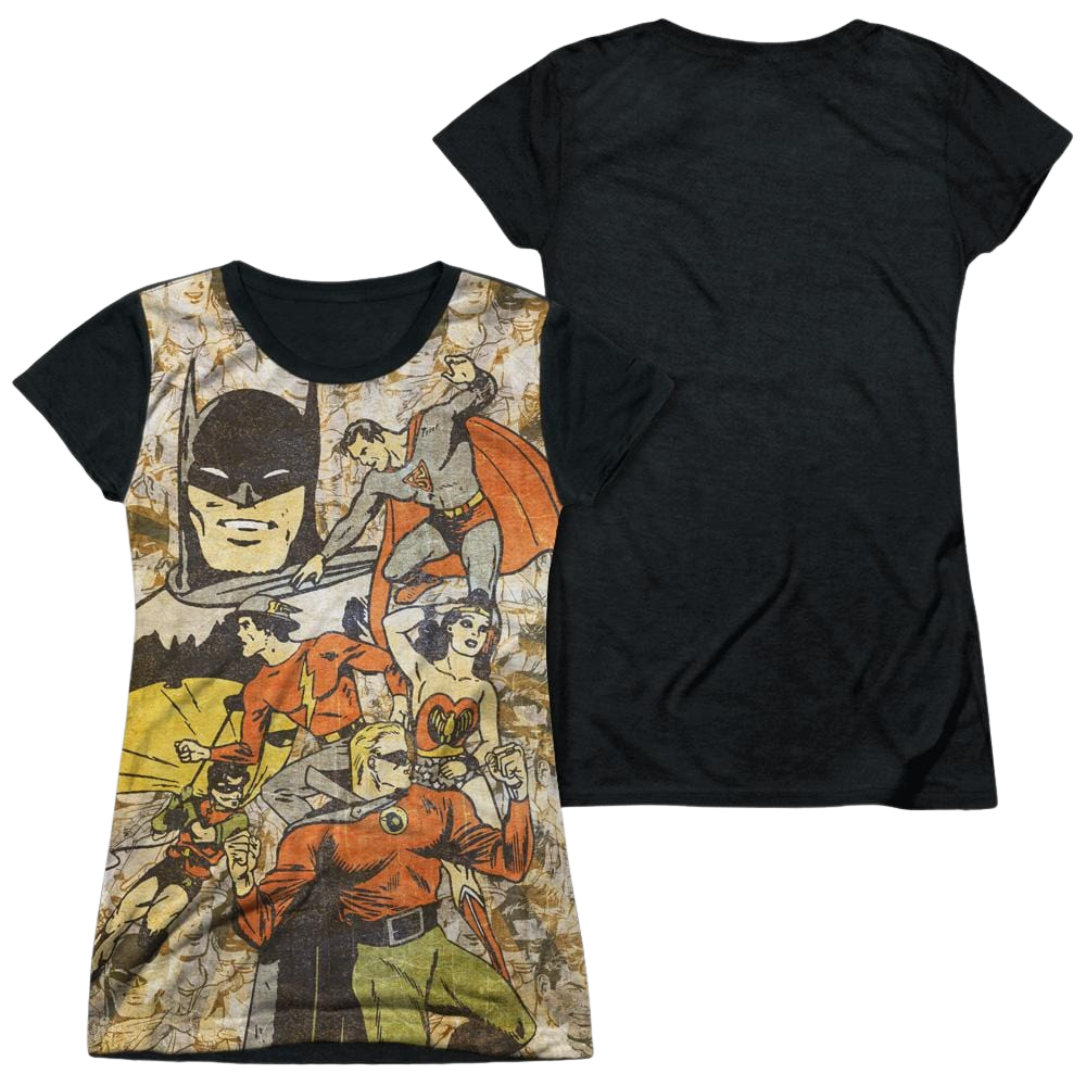 DC Comics All Stars - Juniors Black Back T-Shirt Juniors Black Back T-Shirt Justice League