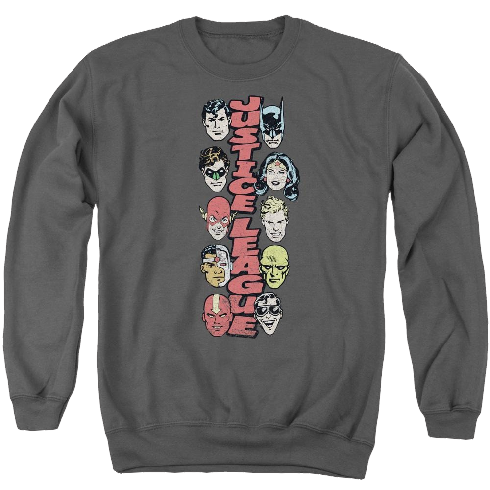 DC Comics Stacked Justice - Men's Crewneck Sweatshirt Men's Crewneck Sweatshirt Justice League