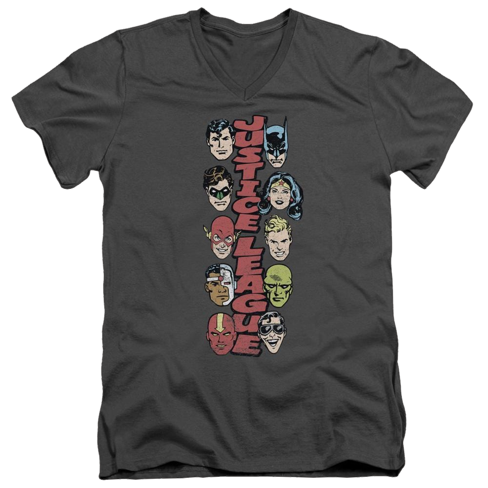 DC Comics Stacked Justice - Men's V-Neck T-Shirt Men's V-Neck T-Shirt Justice League