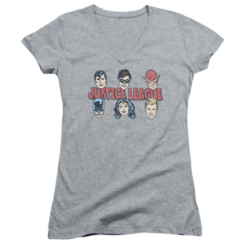 DC Comics Justice Lineup - Juniors V-Neck T-Shirt Juniors V-Neck T-Shirt Justice League