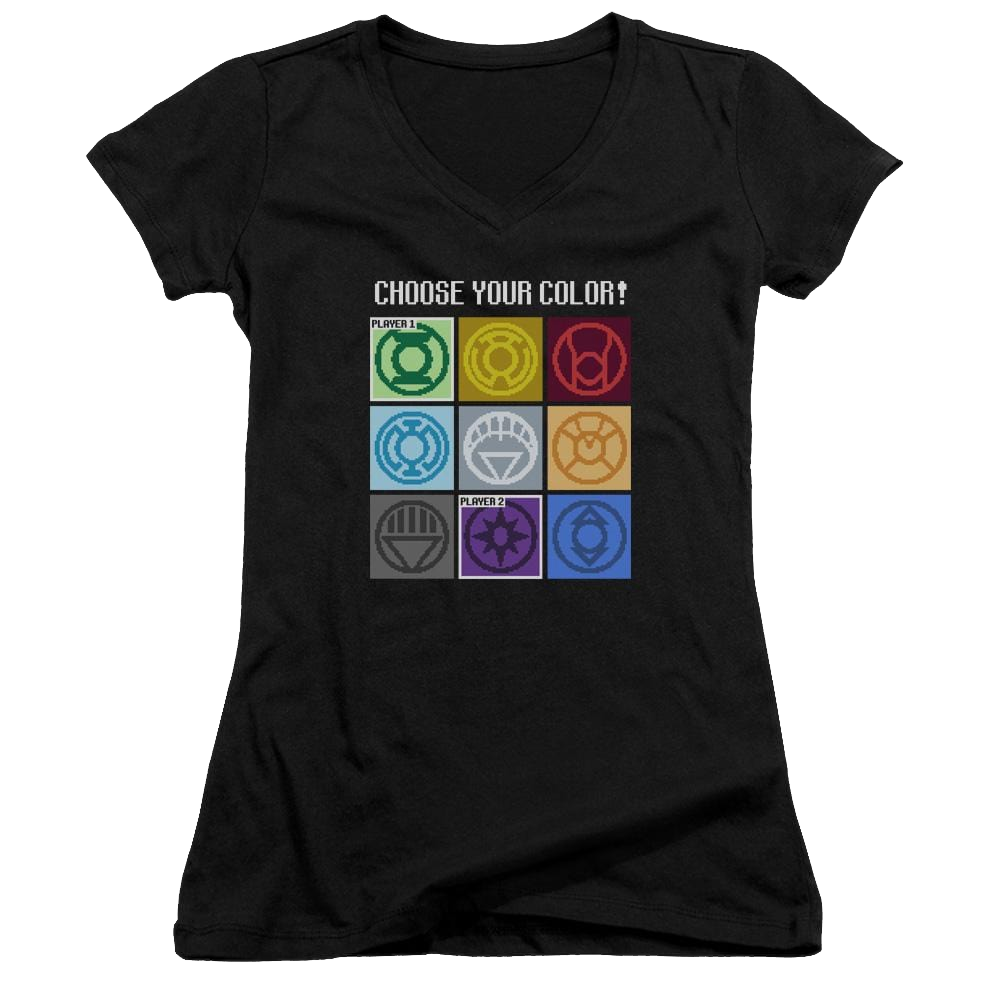 DC Comics Choose Your Color - Juniors V-Neck T-Shirt Juniors V-Neck T-Shirt Justice League