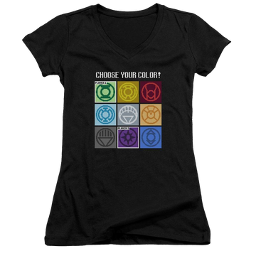 DC Comics Choose Your Color - Juniors V-Neck T-Shirt Juniors V-Neck T-Shirt Justice League