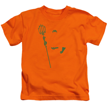 Orange kid's t-shirt for ages 4 to 7 with Aquaman Aqua Min graphic