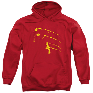 Red pullover hoodie with Flash Min graphic