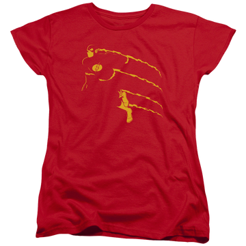 Red women's t-shirt with Flash Min graphic