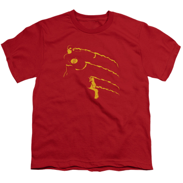 Red youth t-shirt for ages 8 to 12 with Flash Min graphic