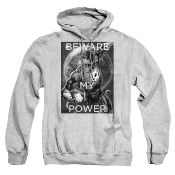 Athletic heather pullover hoodie with Green Lantern Power graphic