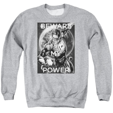 Athletic heather men's crewneck sweatshirt with Green Lantern DC Comics Power graphic