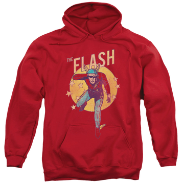 Red pullover hoodie with The Flash Circle & Stars graphic