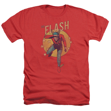 Red men's heather t-shirt with The Flash Circle & Stars graphic