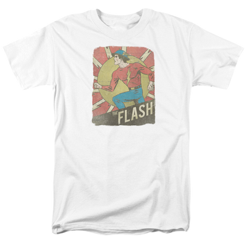 White men's regular fit t-shirt with The Flash Tattered Poster graphic