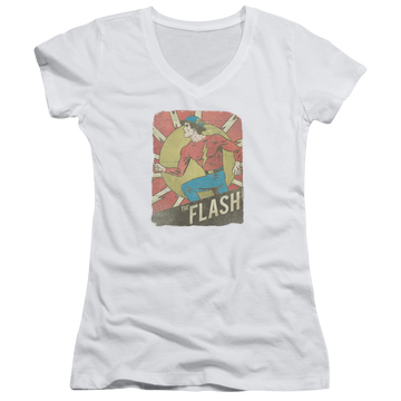 Flash, The Tattered Poster - Juniors V-Neck T-Shirt Juniors V-Neck T-Shirt The Flash