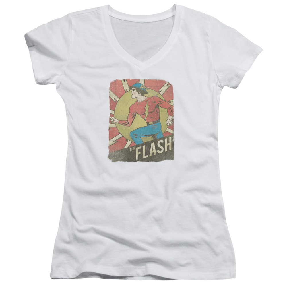 Flash, The Tattered Poster - Juniors V-Neck T-Shirt Juniors V-Neck T-Shirt The Flash