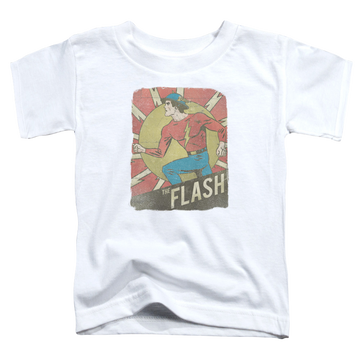 White toddler t-shirt with The Flash Tattered Poster graphic