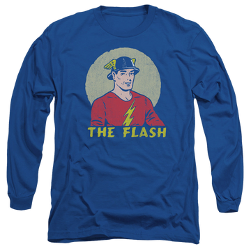 Royal men's long sleeve t-shirt with The Flash Faded Circle graphic