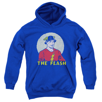 Royal youth hoodie for ages 8 to 12 with The Flash Faded Circle graphic