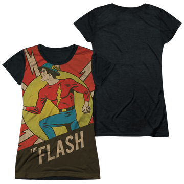 The Flash Vintage Comic Flash juniors black back t-shirt
