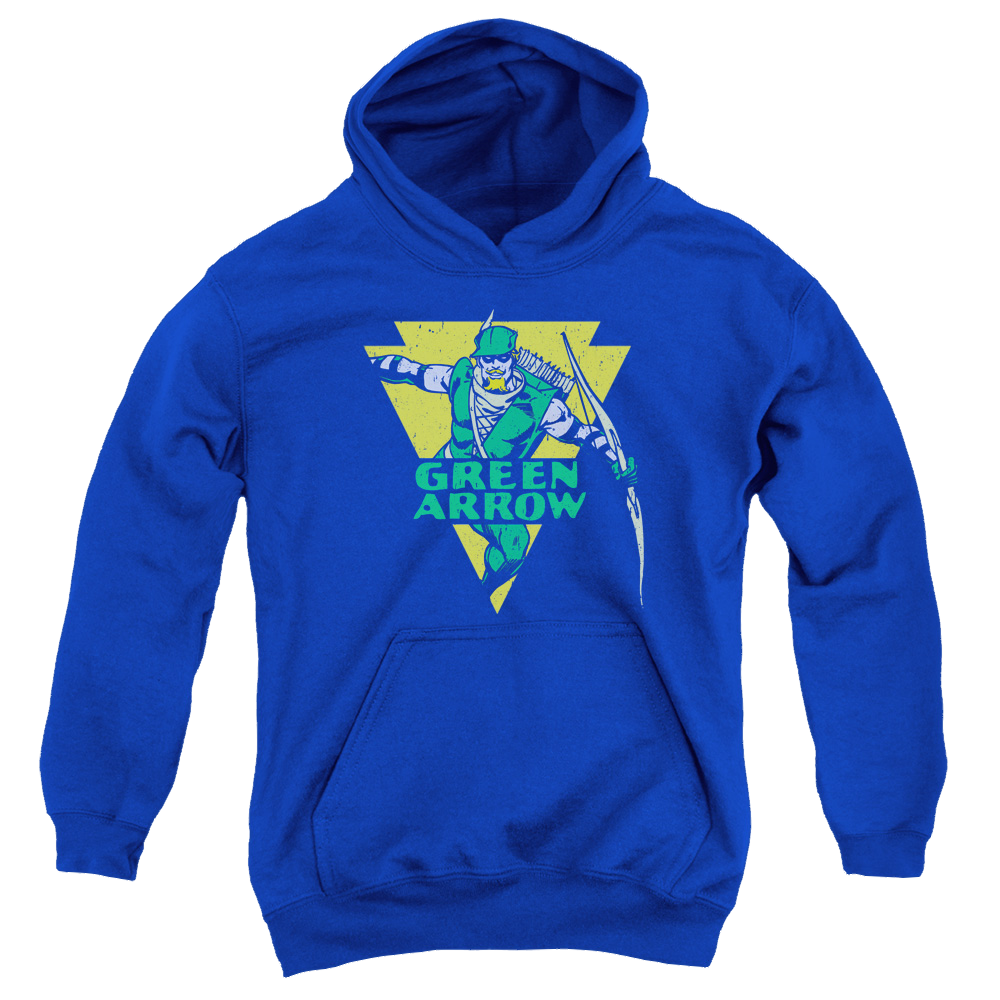 Green Arrow Distressed Arrow - Youth Hoodie Youth Hoodie (Ages 8-12) Green Arrow