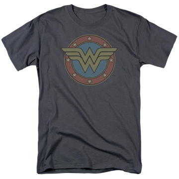 Charcoal men's regular fit t-shirt with DC Comics Ww Vintage Emblem graphic