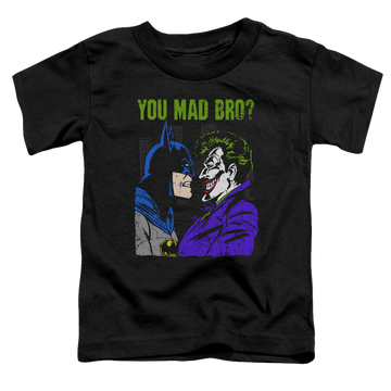 Black toddler t-shirt with Joker Mad Bro graphic