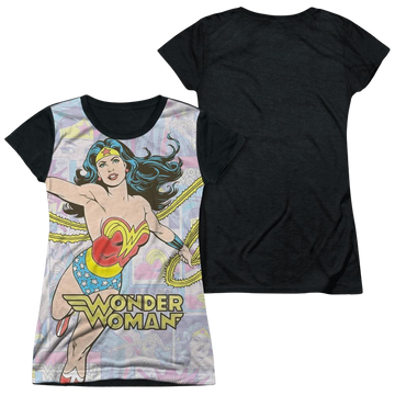 DC Comics Wonder Collage - Juniors Black Back T-Shirt Juniors Black Back T-Shirt Wonder Woman