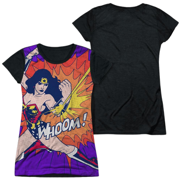 DC Comics Wondrful Blast - Juniors Black Back T-Shirt Juniors Black Back T-Shirt Wonder Woman