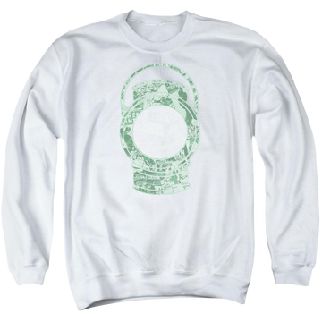 White men's crewneck sweatshirt with Green Lantern DC Comics Lantern Cover graphic
