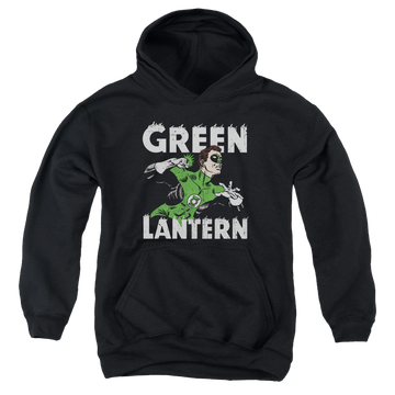 Black youth hoodie for ages 8 to 12 with Green Lantern Hal Power graphic