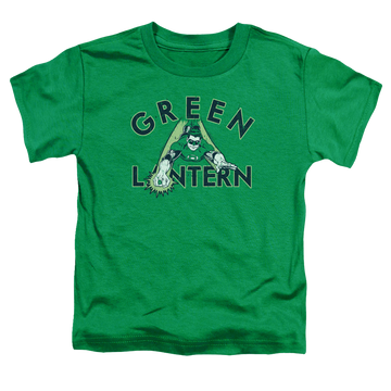 Kelly green kid's t-shirt for ages 4 to 7 with Green Lantern In Flight graphic