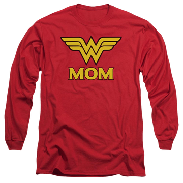 Red men's long sleeve t-shirt with Wonder Woman DC Comics Wonder Mom graphic