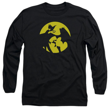 Black men's long sleeve t-shirt with DC Comics Batman Spotlight graphic