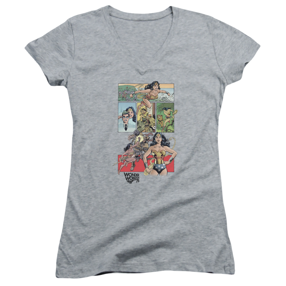 Wonder Woman Ww75 Comic Page - Juniors V-Neck T-Shirt Juniors V-Neck T-Shirt Wonder Woman