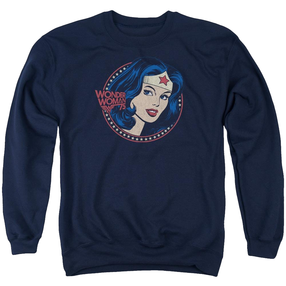 DC Comics Ww75 Starburst Portrait - Men's Crewneck Sweatshirt Men's Crewneck Sweatshirt Wonder Woman