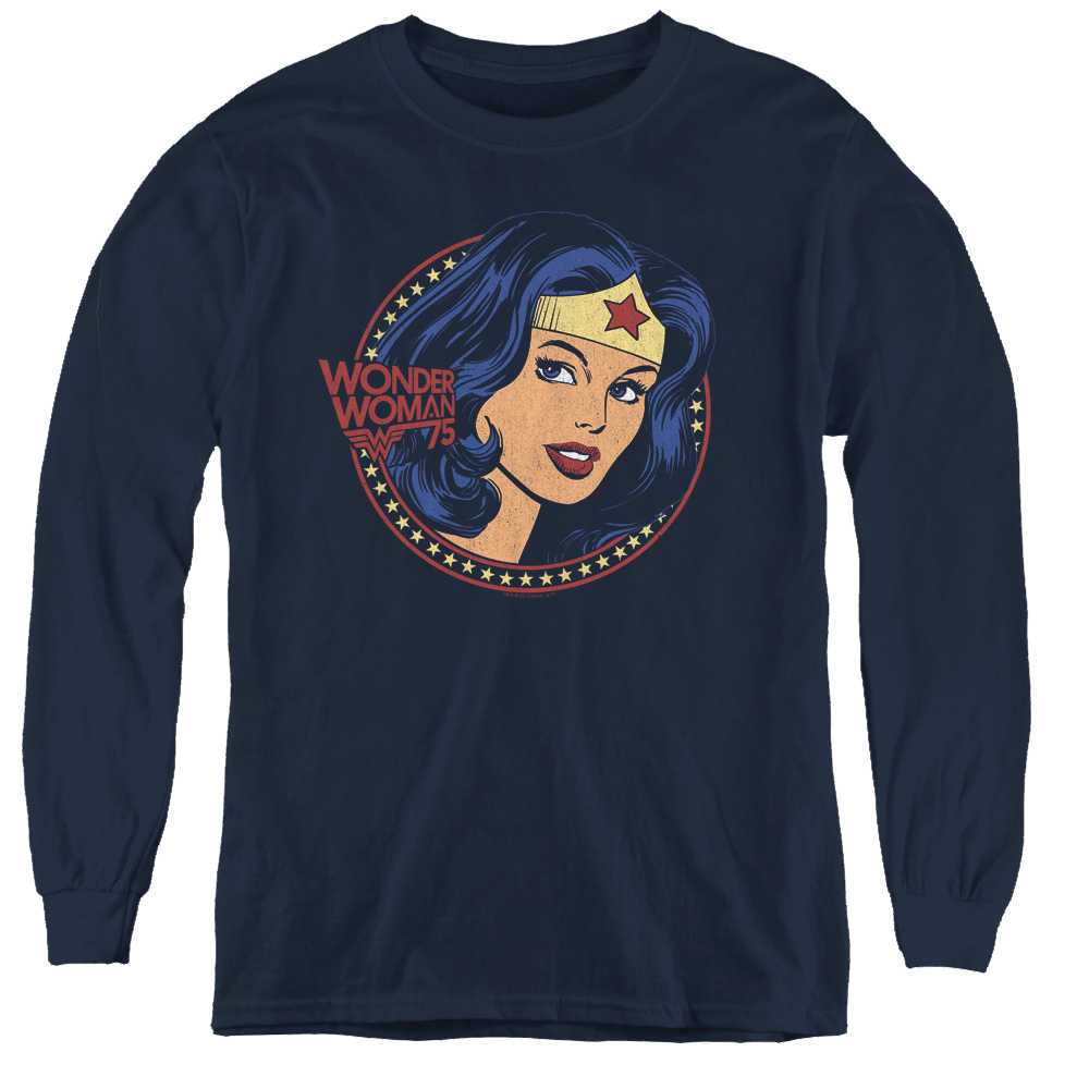Wonder Woman Ww75 Starburst Portrait - Youth Long Sleeve T-Shirt Youth Long Sleeve T-Shirt Wonder Woman