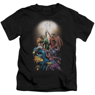 Black kid's t-shirt for ages 4 to 7 with Green Lantern Gl New Guardians #1 graphic